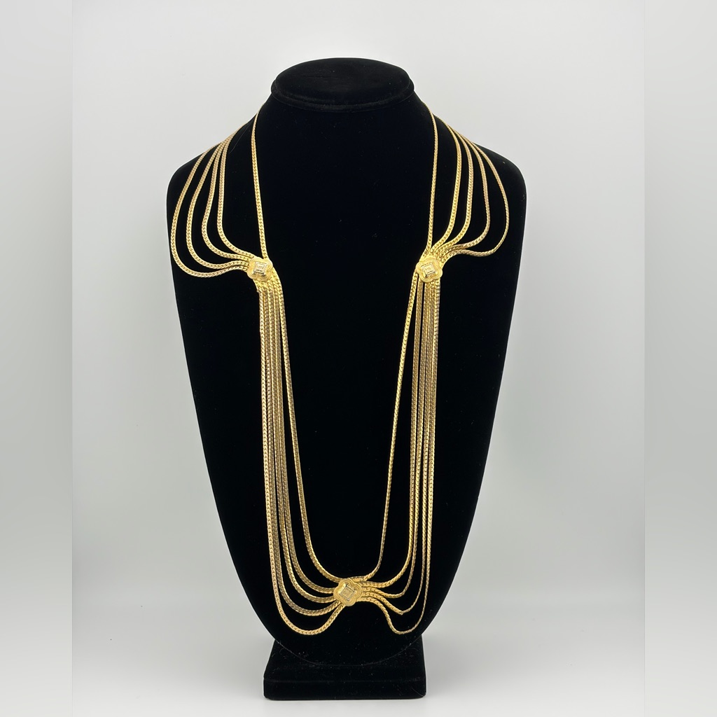 Christian Dior Vintage 1970s Gold-Plated Swag Necklace Belt 975$
